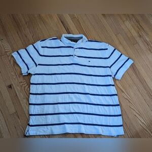 Tommy Hilfiger White Polo with Blue Stripes
